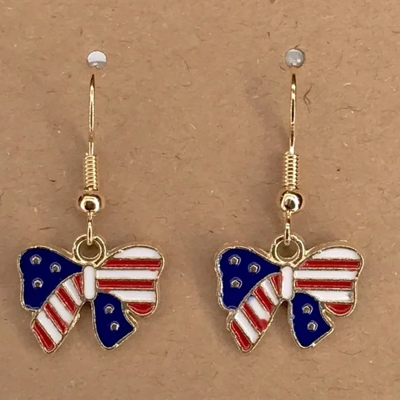 Patriotic Bow Earrings - Picture 3 of 3